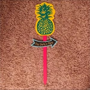 "The Party's Here" Bright Tropical Pineapple Wooden Yard Sign for Parties